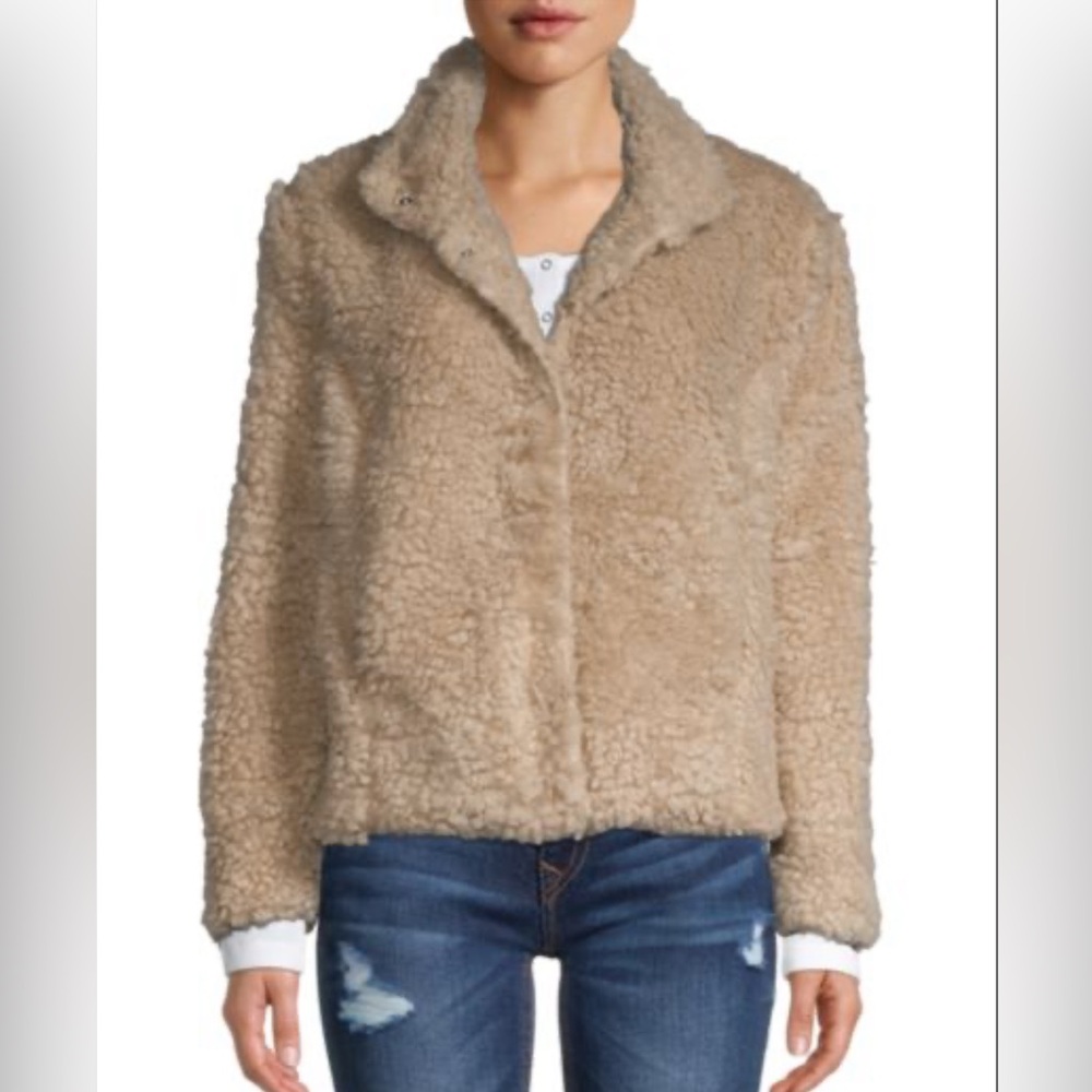 Stellah Teddy Sherpa Faux Fur Jacket - Soft Beige Cozy Women’s Medium